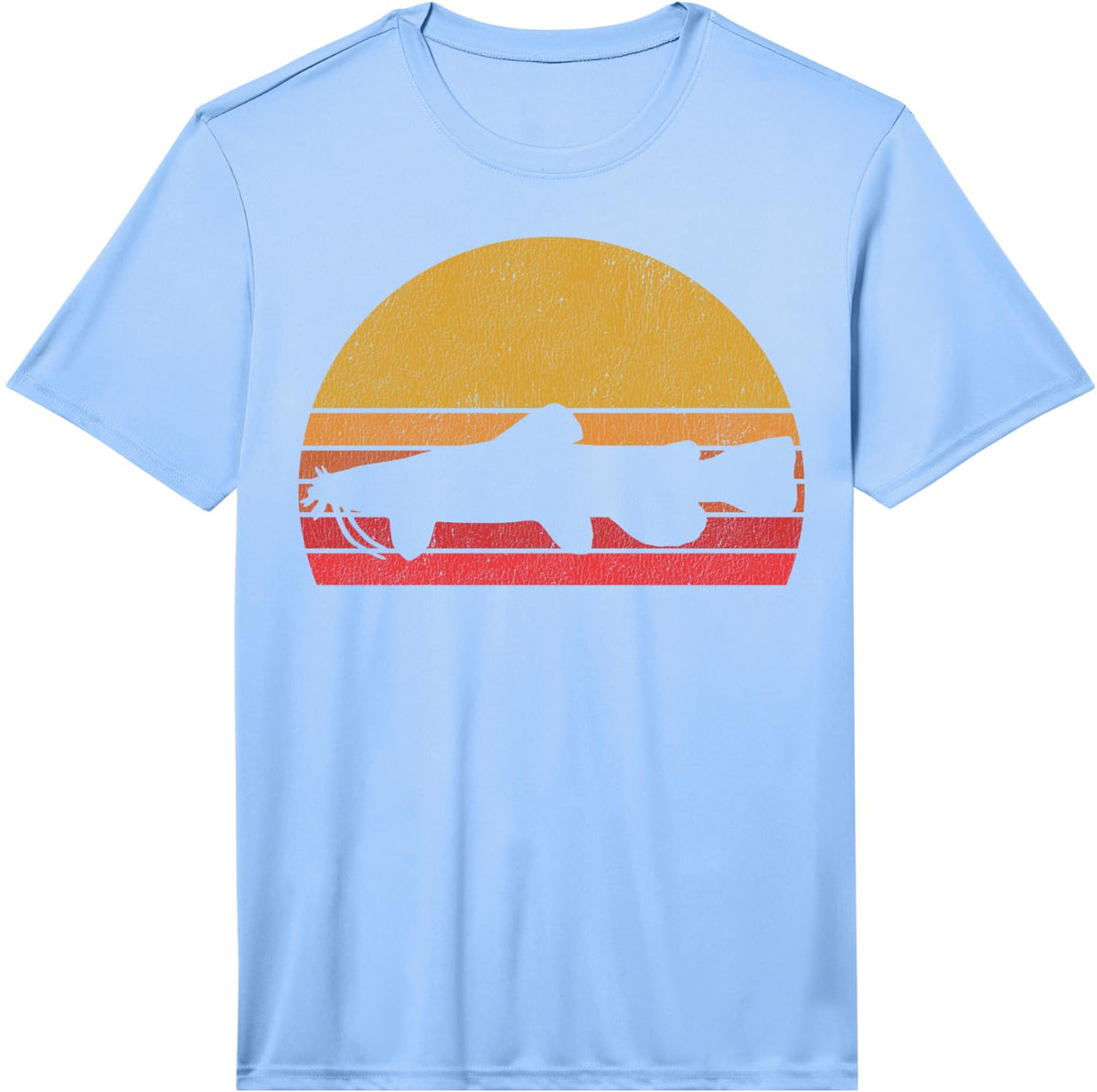 Catfishing Retro Sunset Catfisherman Fishing Performance T-Shirt - Light Blue