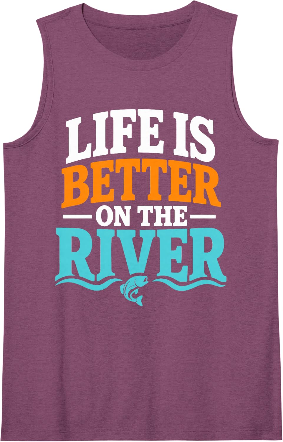 River Fishing Angler Sleeveless Tank Top - Purple