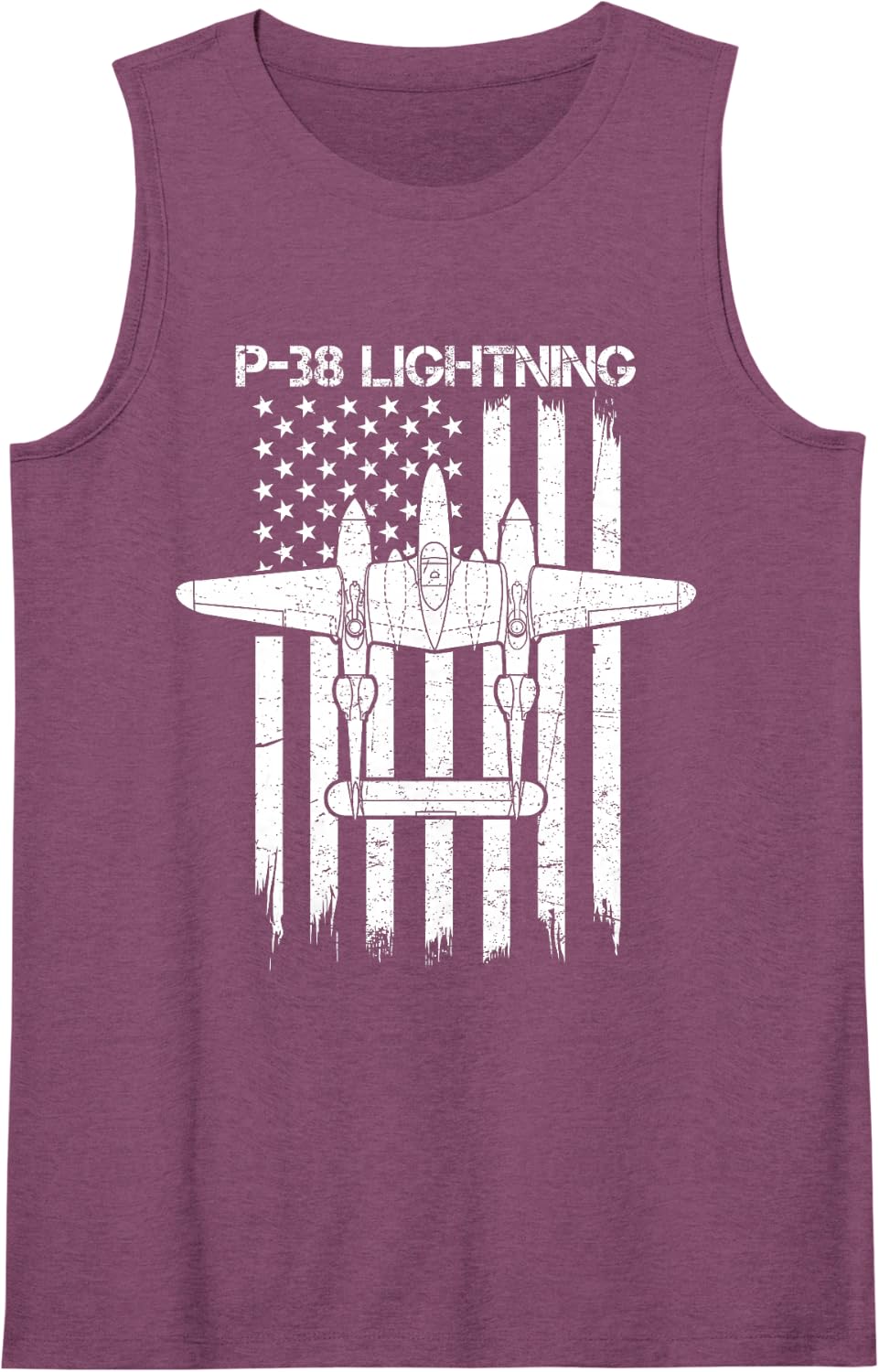 P-38 Lightning Flag US American WW2 Aircraft Fighter Planes Sleeveless Tank Top - Purple