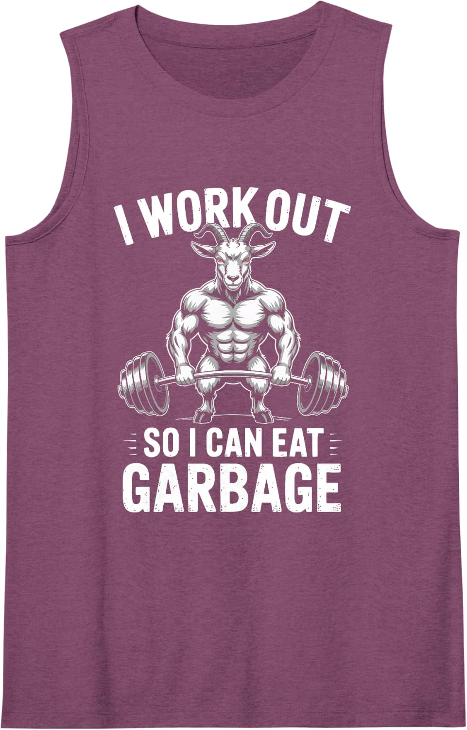 Goat I Work Out So I Can Eat Funny Weight Training Sleeveless Tank Top - Purple