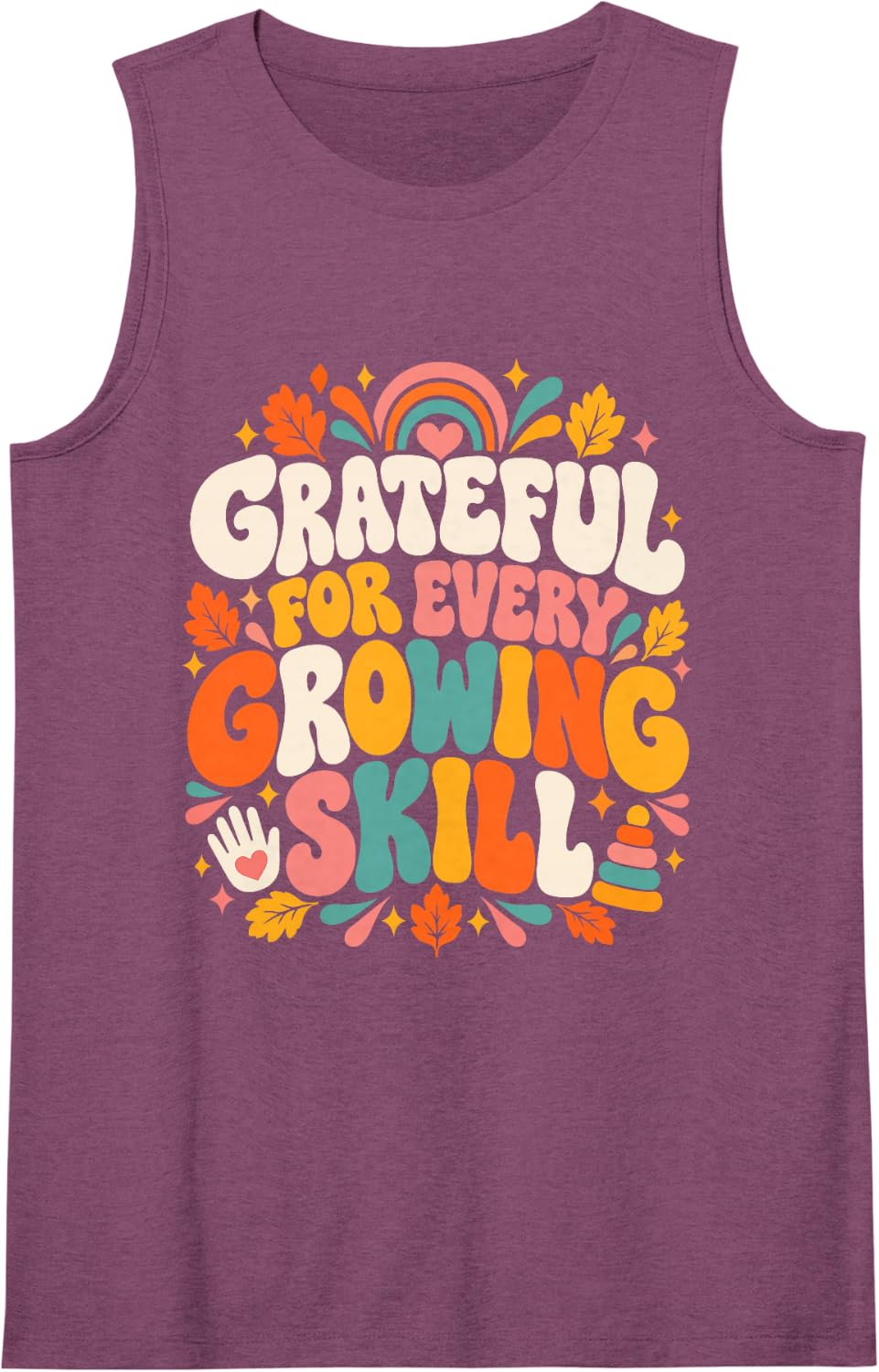 Grateful for Every Growing Skill Occupational Therapy OT Fun Sleeveless Tank Top - Purple