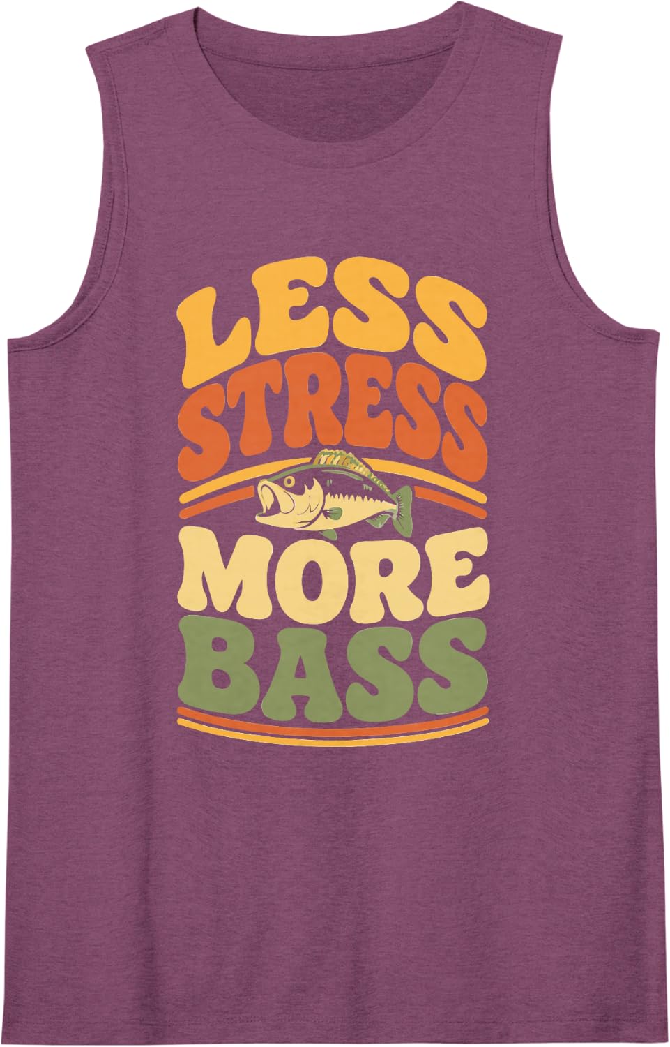 Retro River Fishing Bass Freshwater Angler Fisherman Sleeveless Tank Top - Purple