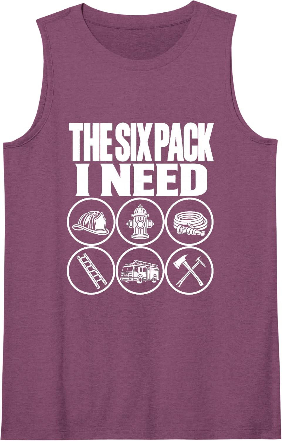 The Six Pack I Need Firefighter Funny Pun Fire Rescue Sleeveless Tank Top - Purple