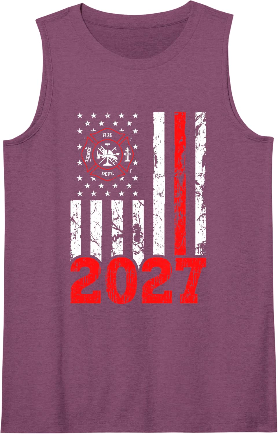 Fire Academy Graduation 2027 US Flag Future Firefighter Sleeveless Tank Top - Purple