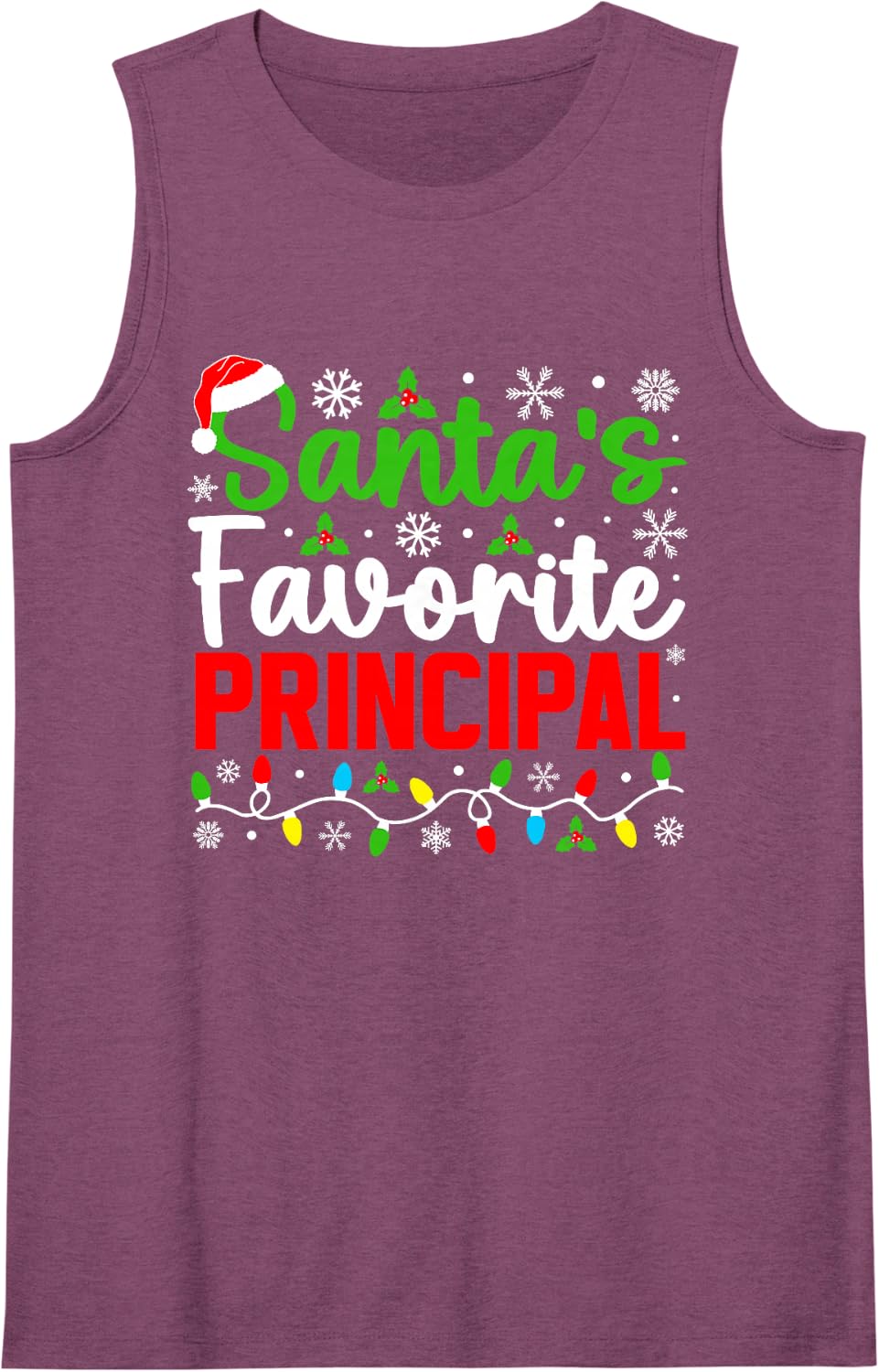 Santa's Favorite Principal Funny Christmas Sleeveless Tank Top - Purple