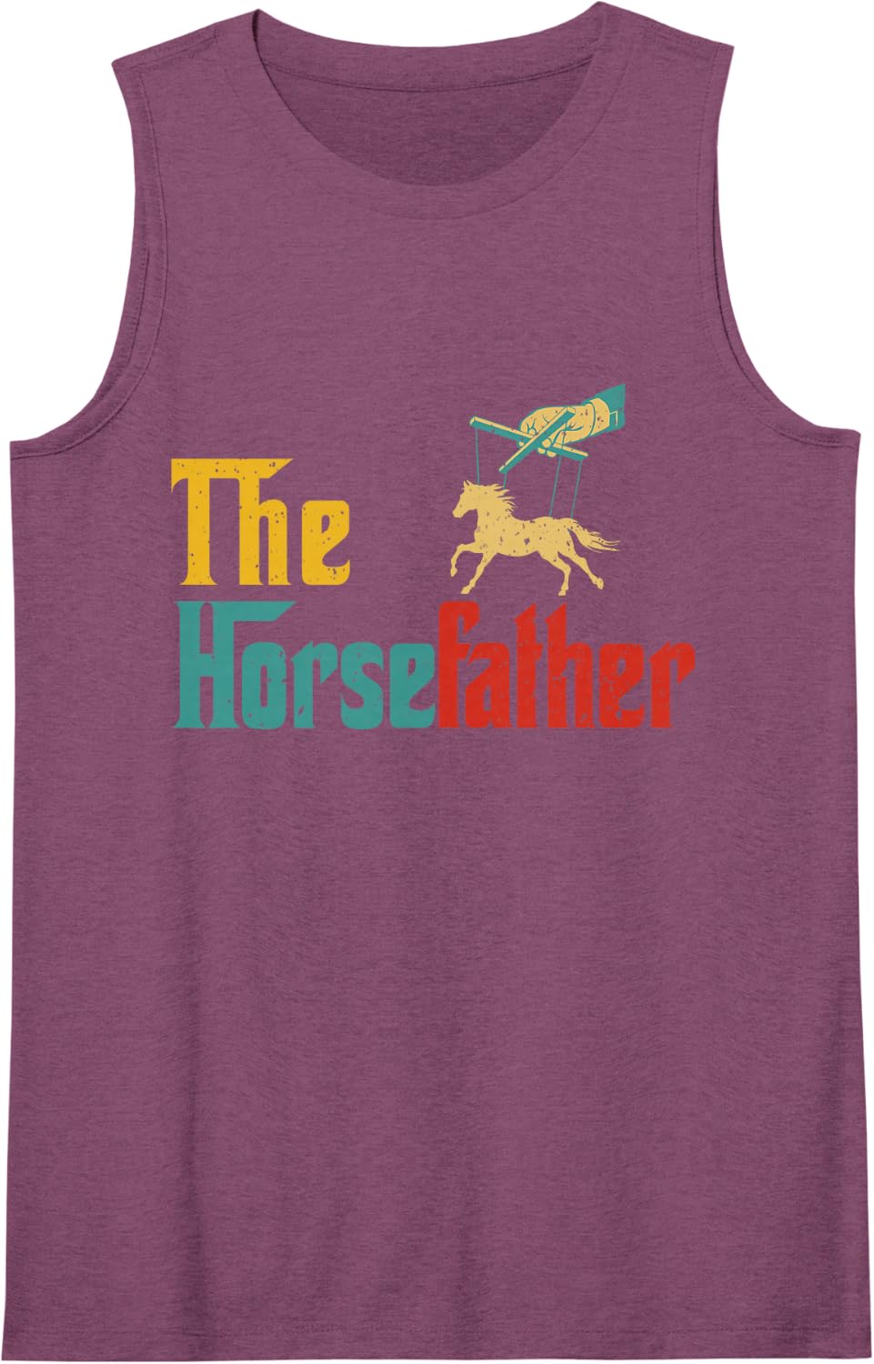 Vintage Retro The Horsefather Happy Father's Day Cool Horse Sleeveless Tank Top - Purple