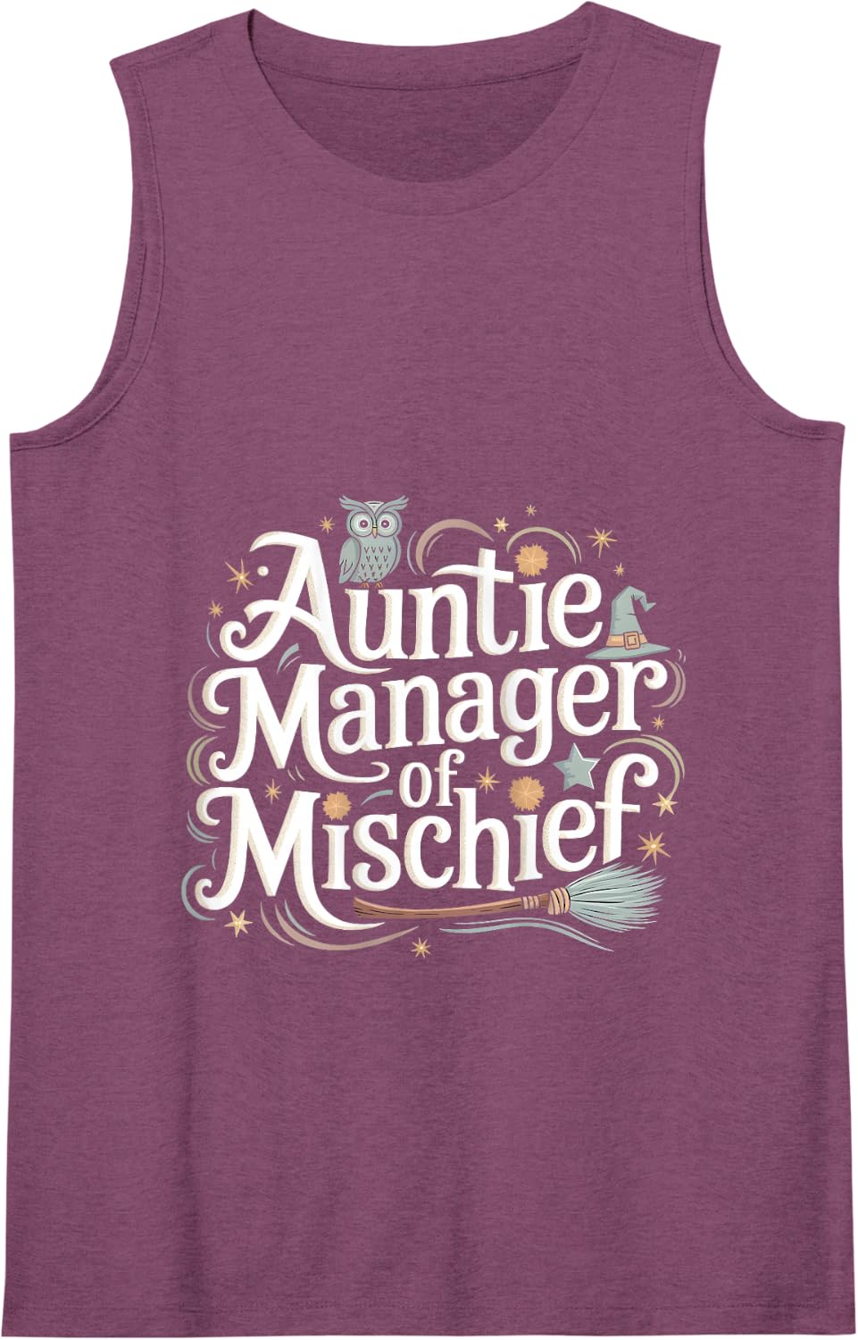 Funny Auntie Manager Of Mischief Family Matching Best Aunt Tank Top - Purple
