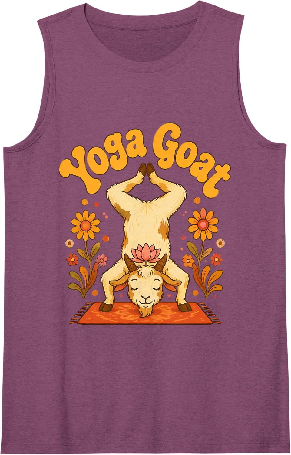 Yoga Goat Headstand Sleeveless Tank Top - Purple