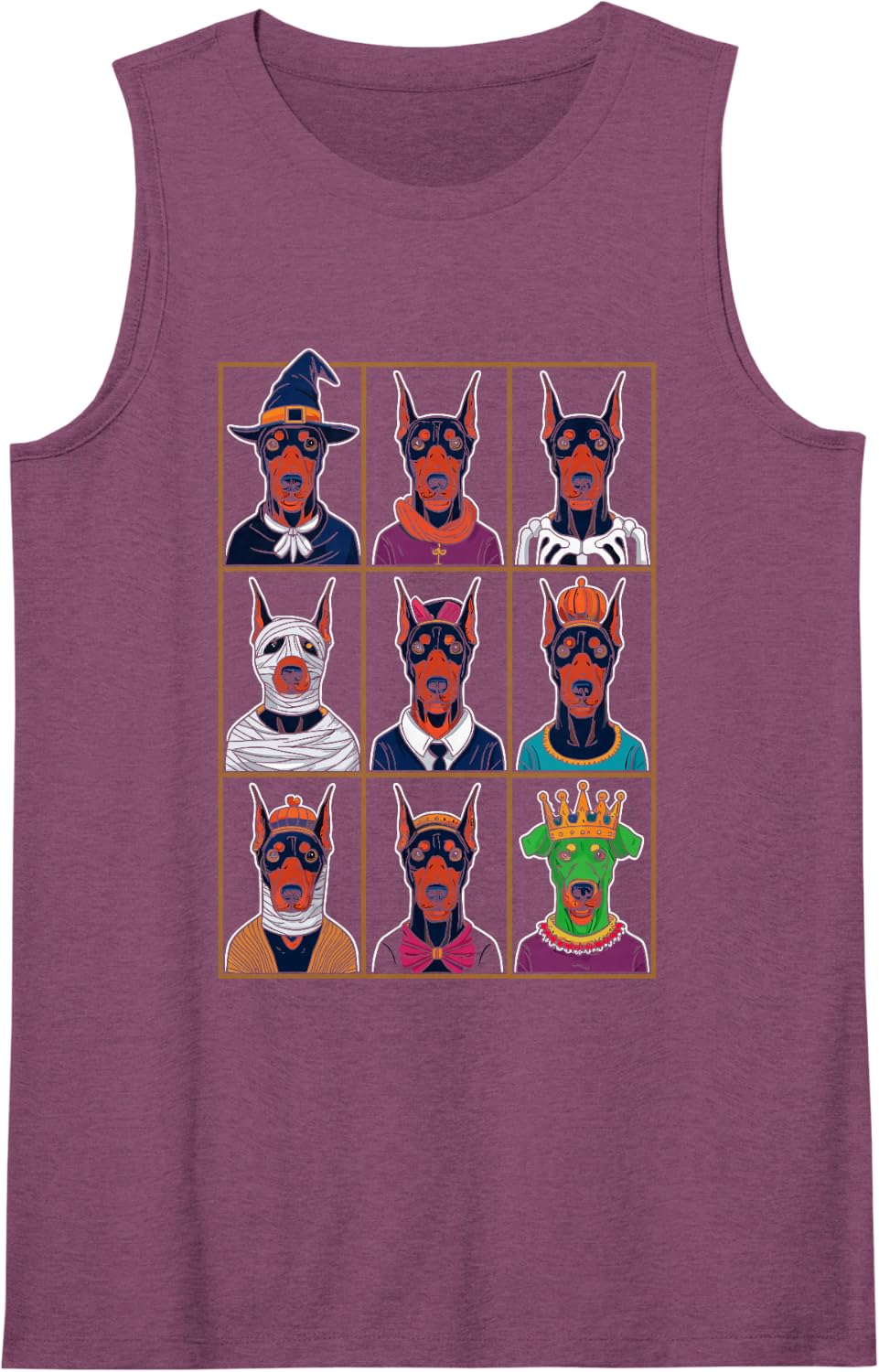 Halloween Doberman Pinscher Costume Sleeveless Tank Top - Purple