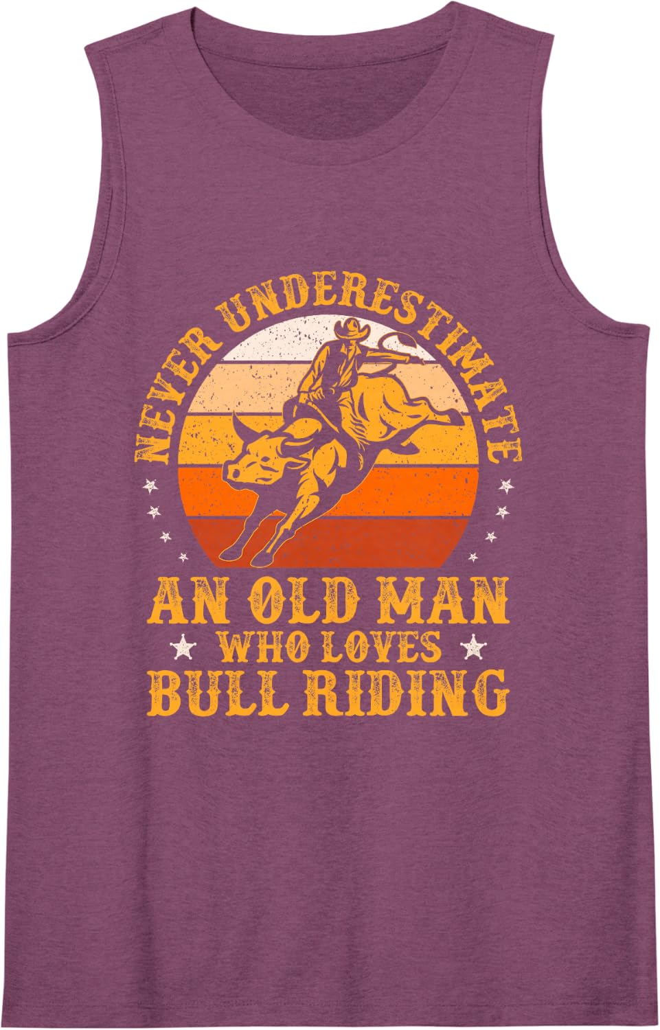Never Underestimate an Old Man Who Loves Bull Riding Vintage Sleeveless Tank Top - Purple