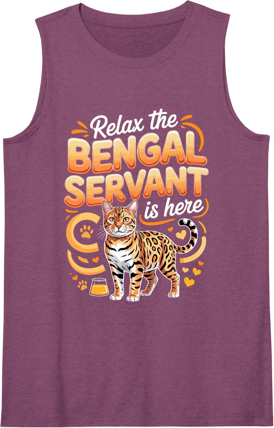 Relax the Bengal Servant is Here Bengal Cat Lover Tank Top - Purple