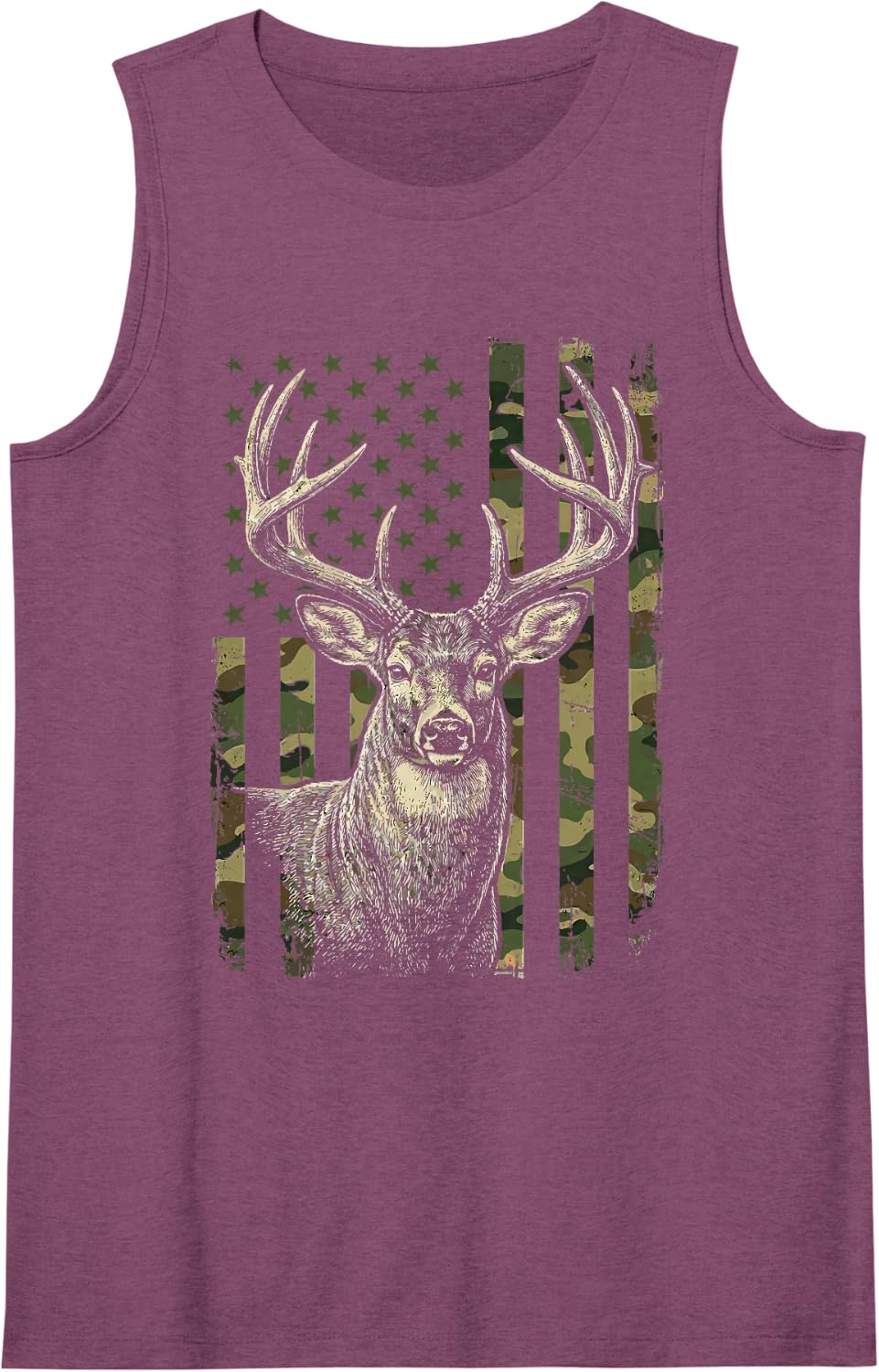 American Flag Camo Buck Deer Hunting Sleeveless Tank Top - Purple