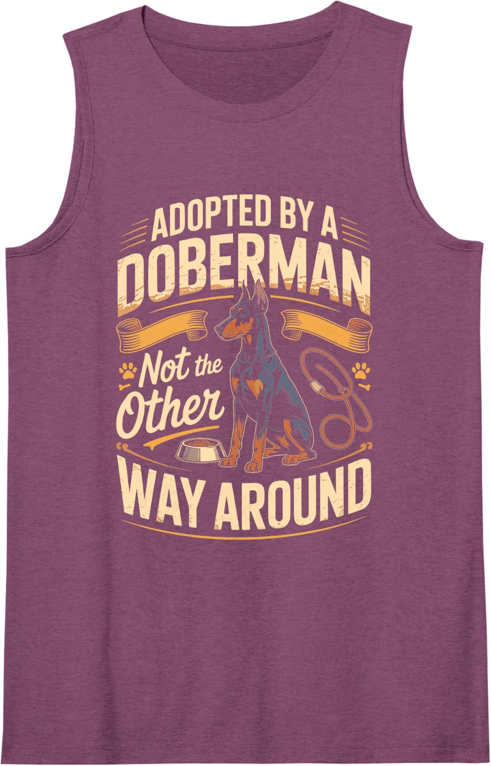 Adopted By A Doberman Not The Other Way Around Dobie Dog Sleeveless Tank Top - Purple