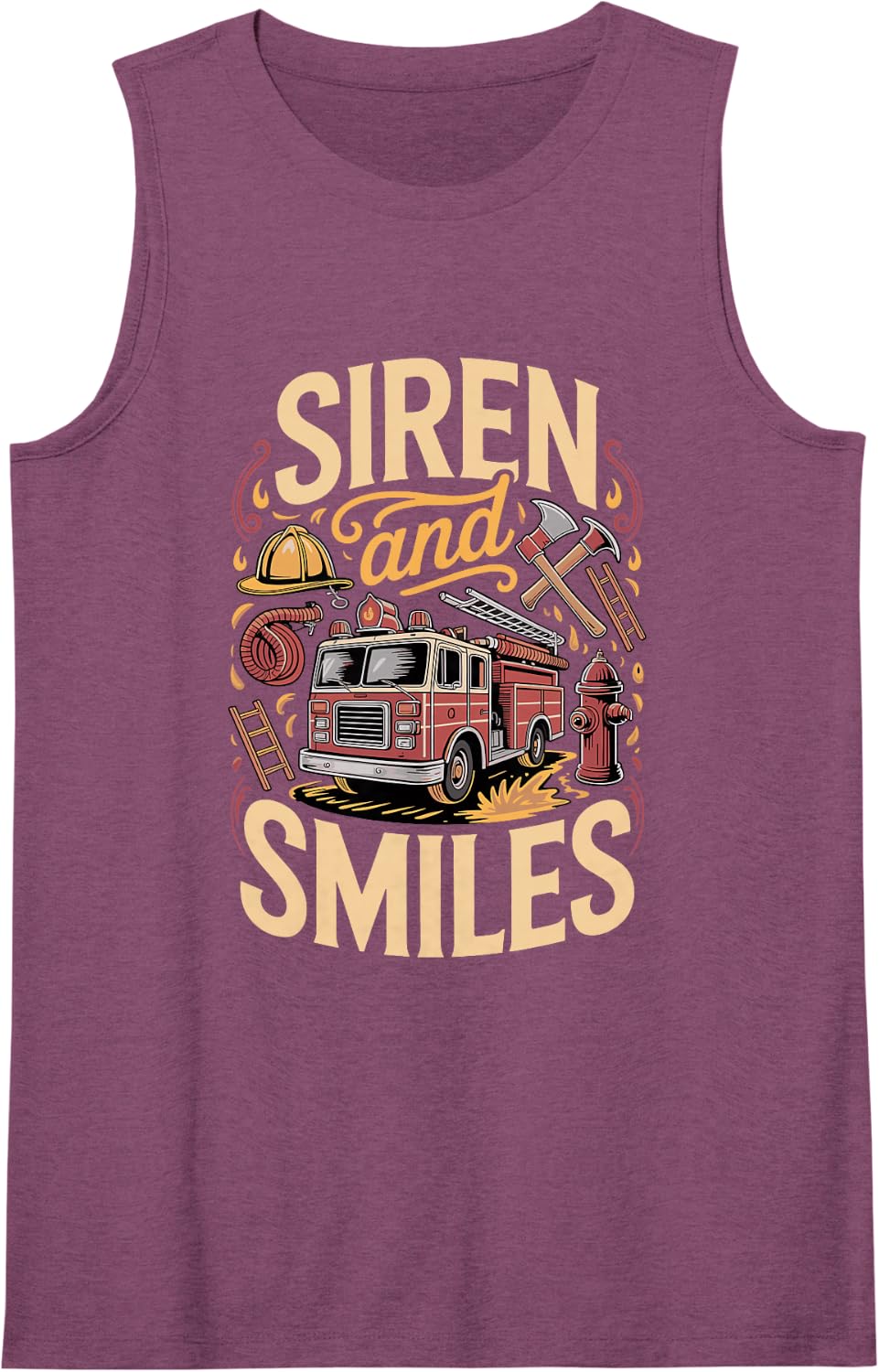 Sirens and Smiles Firefighter Firefighting Sleeveless Tank Top - Purple