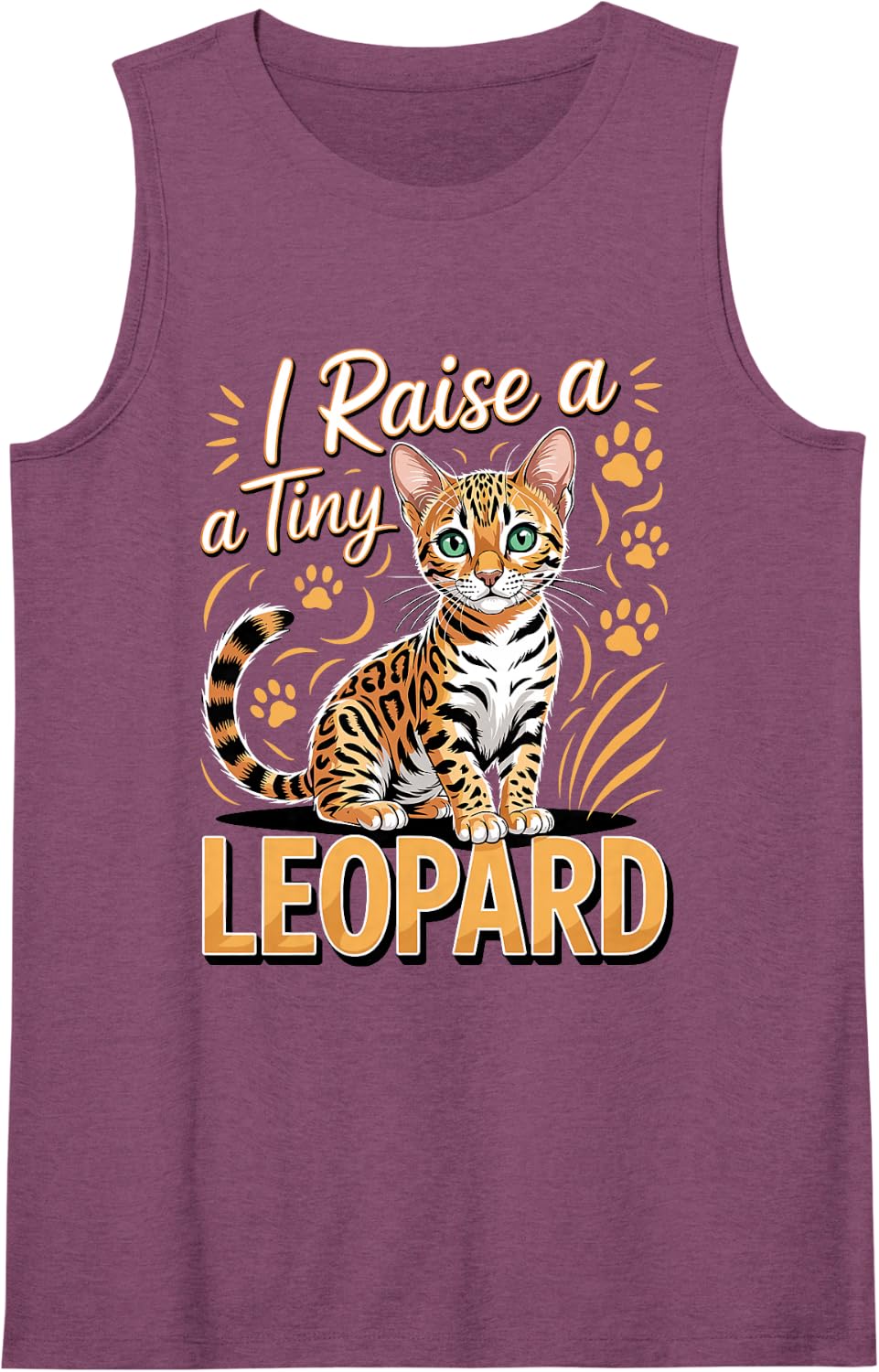 I Raise a Tiny Leopard Bengal Cat Exotic Cat Lover Sleeveless Tank Top - Purple