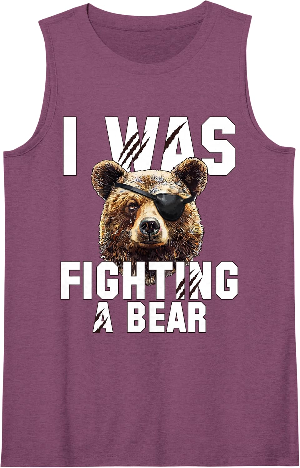 I was Fighting A Bear Funny Sarcastic Sleeveless Tank Top - Purple