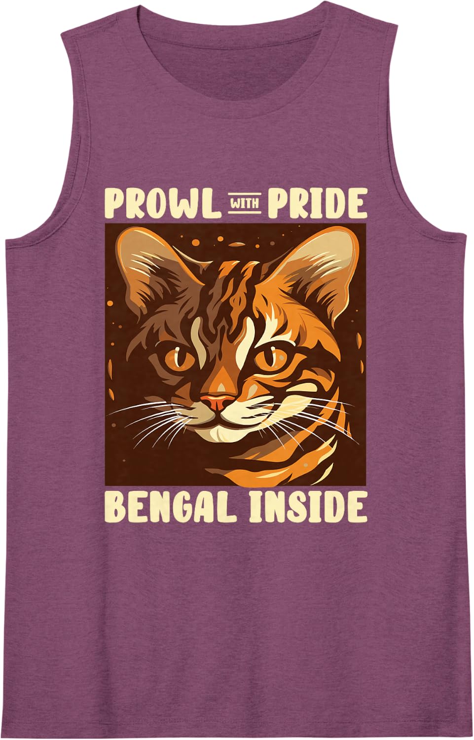 Prowl with Pride Bengal Inside Cat Lover Owner Sleeveless Tank Top - Purple
