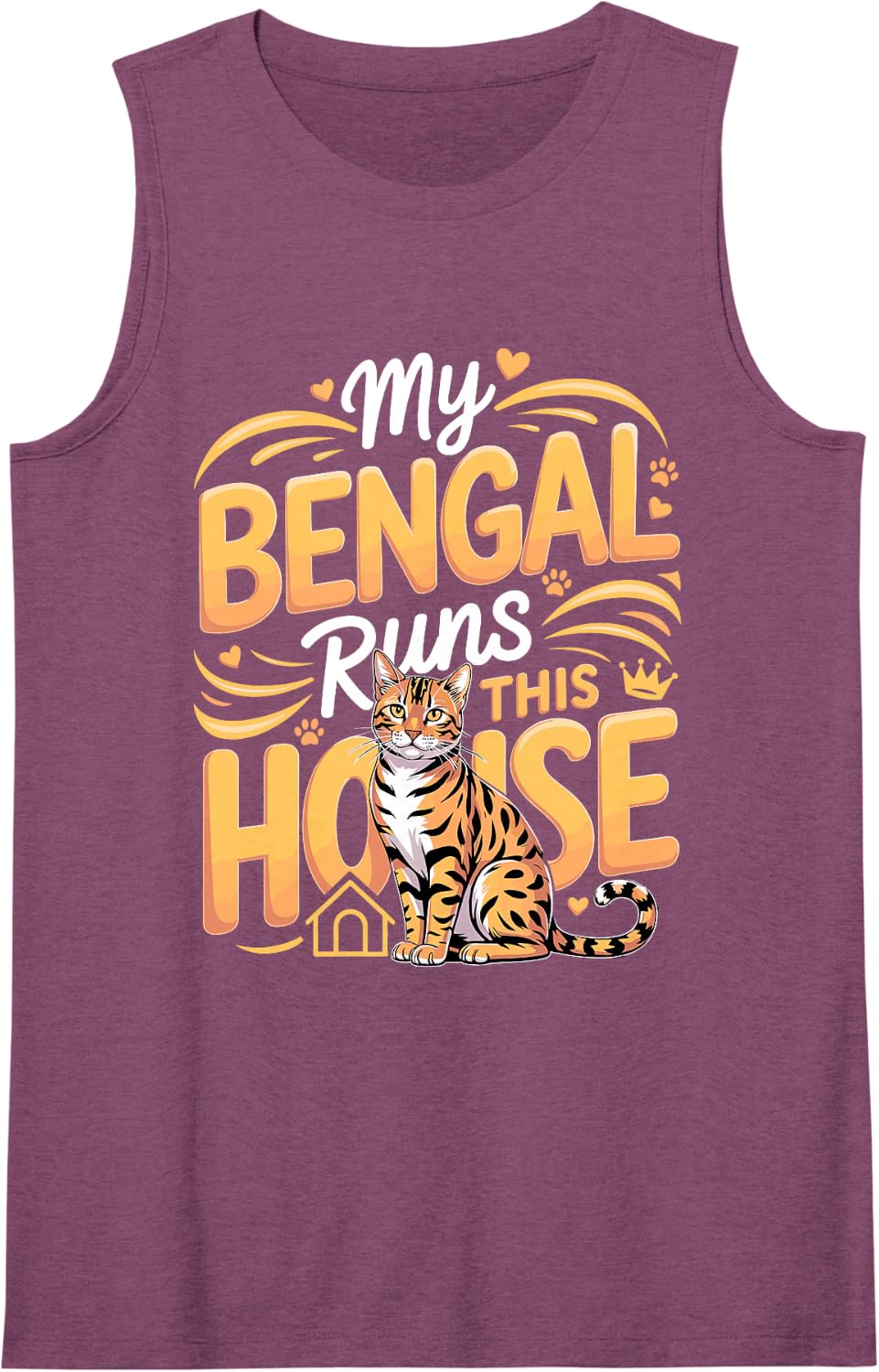 My Bengal Runs This House Bengal Cat Exotic Cat Sleeveless Tank Top - Purple