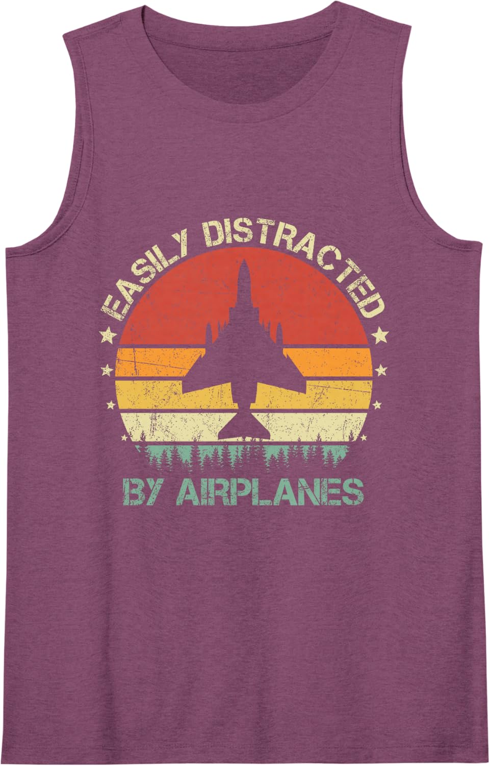 Easily Distracted By Airplanes Retro Vintage F-4 Phantom II Tank Top - Purple