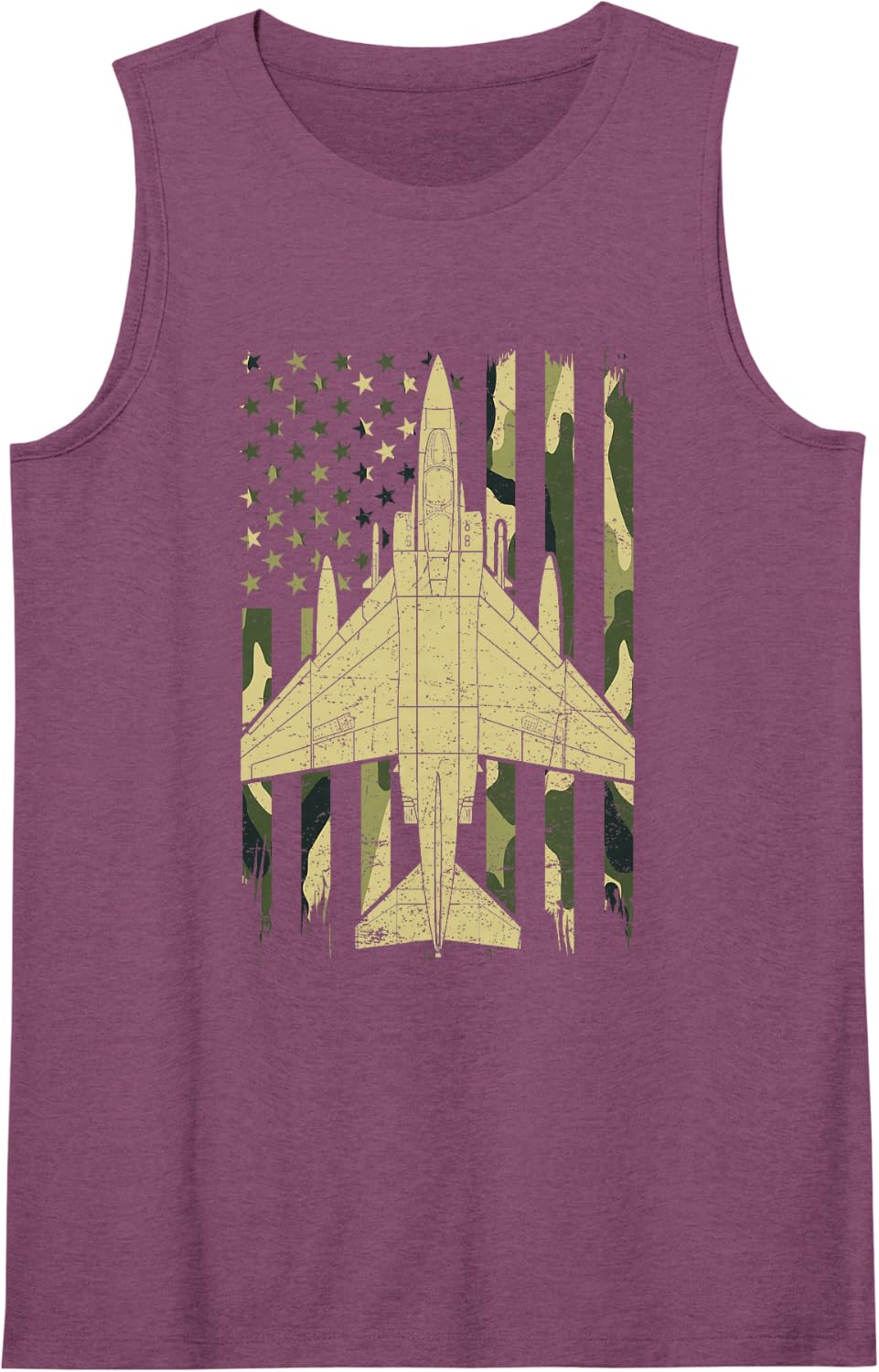 F-4 Phantom II Flag USA Camouflage Fighter Jet Aircraft Tank Top - Purple