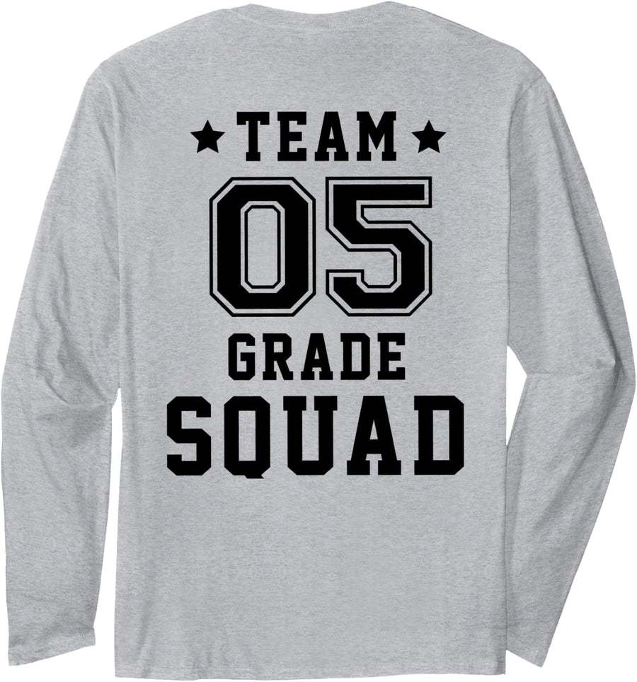 5th Grade Squad Fifth Grade Back to School Teacher Jersey Long Sleeve T-Shirt - Adult Unisex Heather Grey