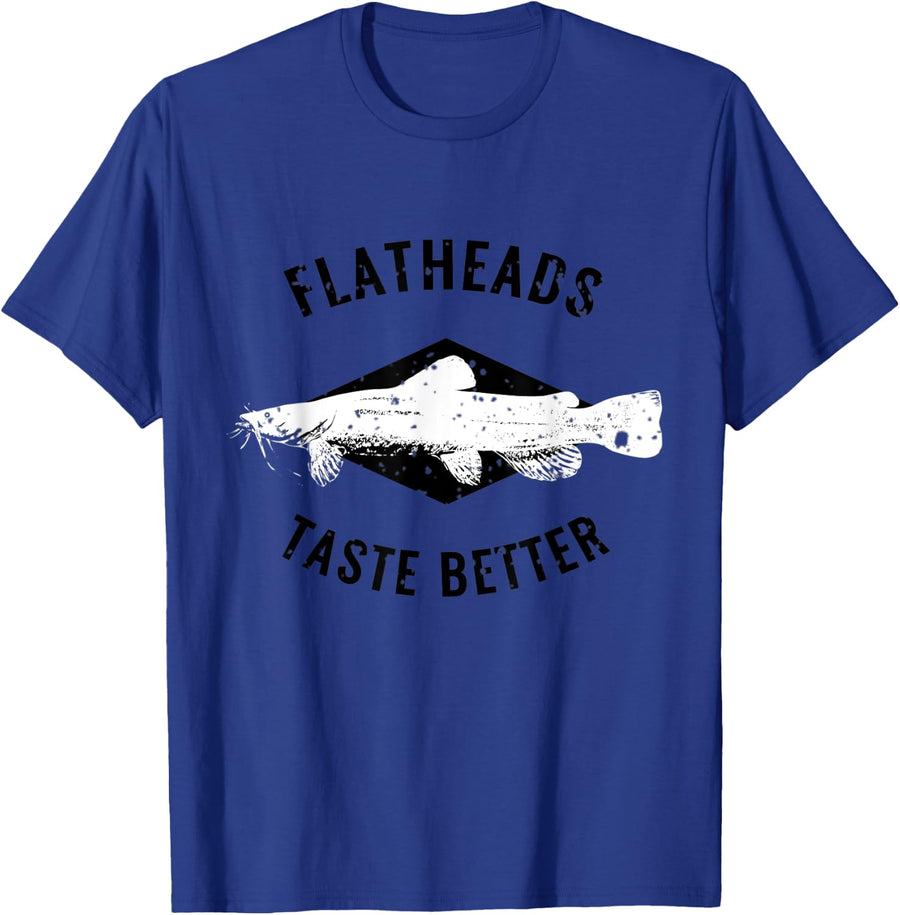 Flathead Catfish Taste Better Funny Fishing Graphic T-Shirt T-Shirt - Royal Blue