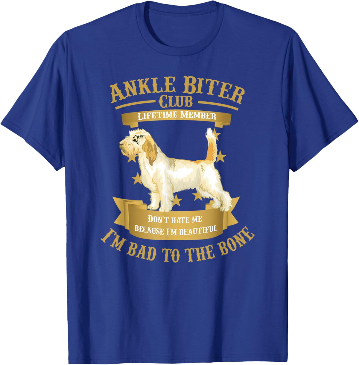 Petit Basset Griffon Vendeen PBGV I'm Bad to the Bone T-Shirt - Royal Blue