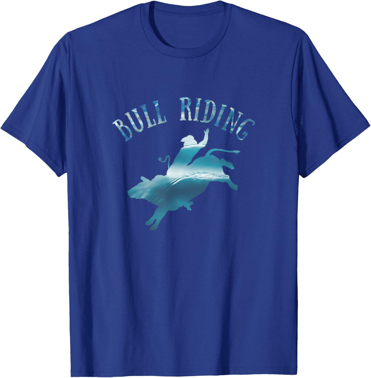 Bull Riding Rodeo Cowboy T-Shirt - Royal Blue
