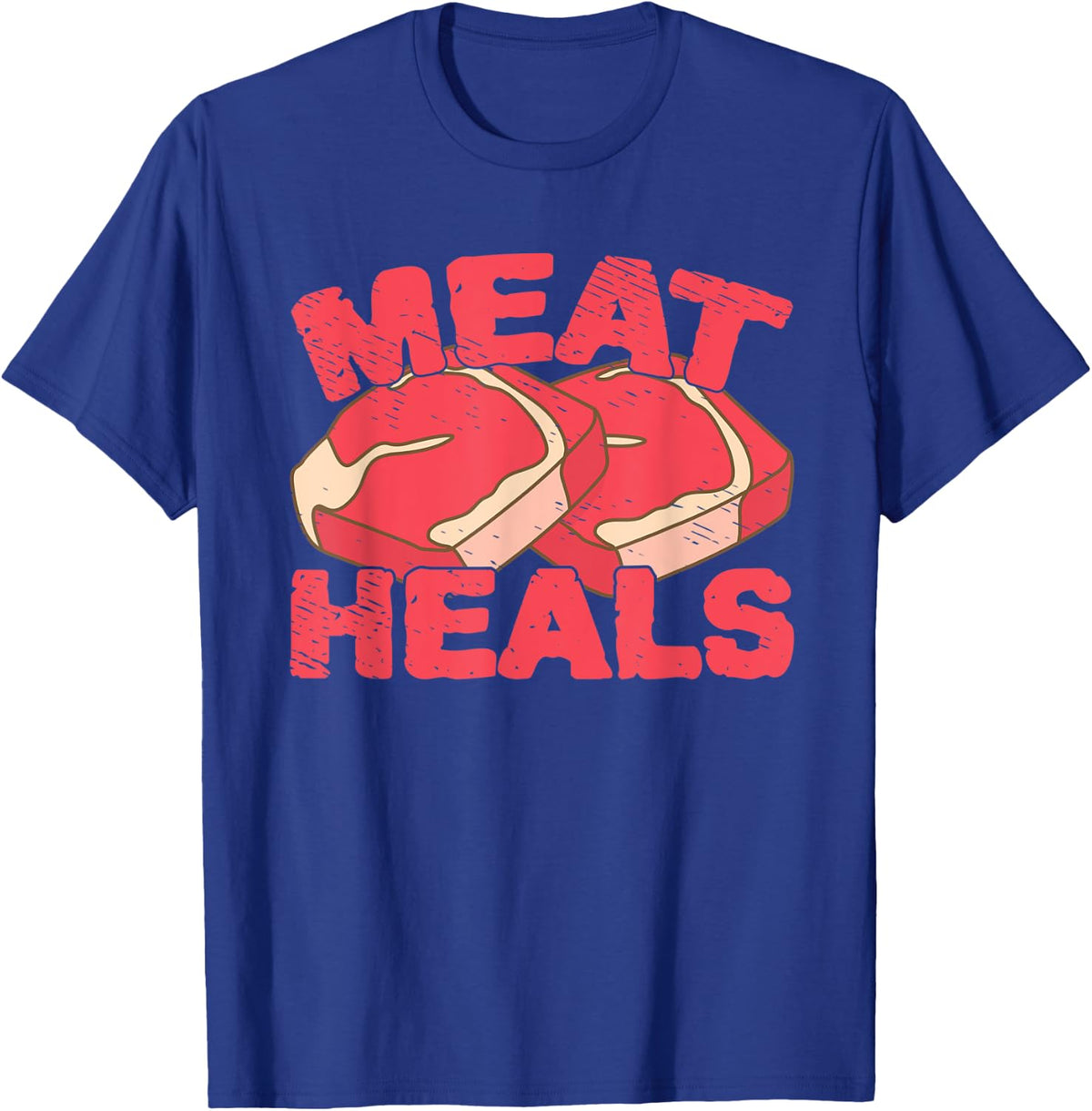 Meat Heals Keto Low Carb Fat Protein Ketogenic Keto Diet T-Shirt - Royal Blue