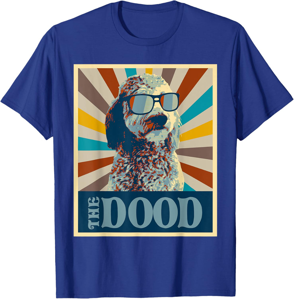 The Dood Retro Goldendoodle - Doodle Mom and Dood Dad T-Shirt - Royal Blue
