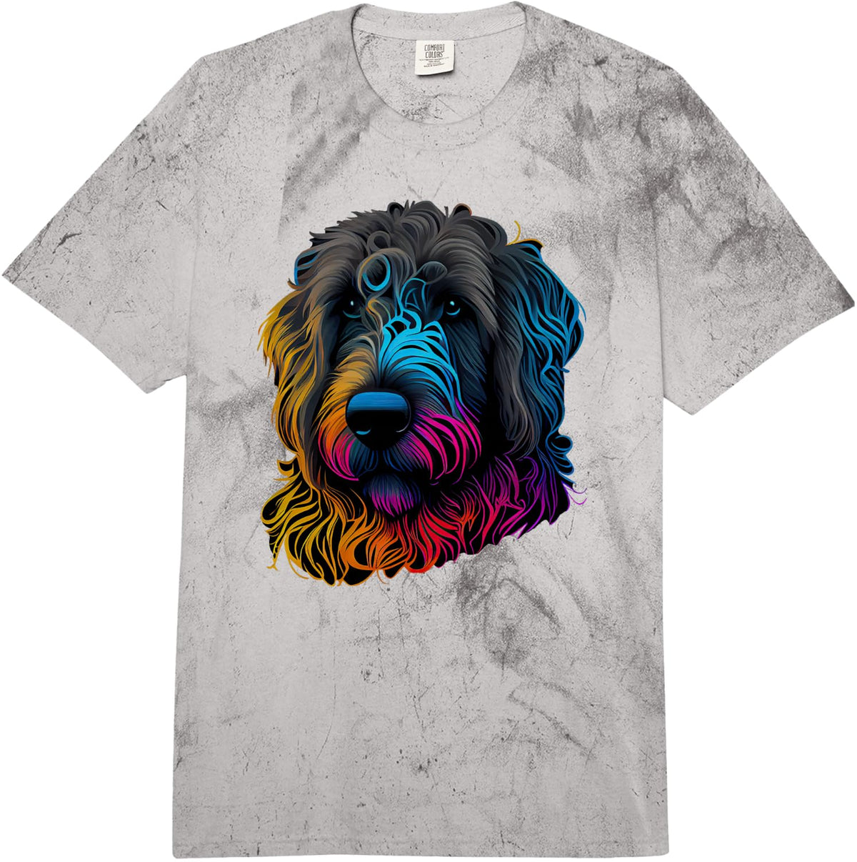 Goldendoodle Pop Art Funny Goldendoodle Lovers Comfort Colors Adult Heavyweight T-Shirt - Adult Unisex Grey Tie Dye