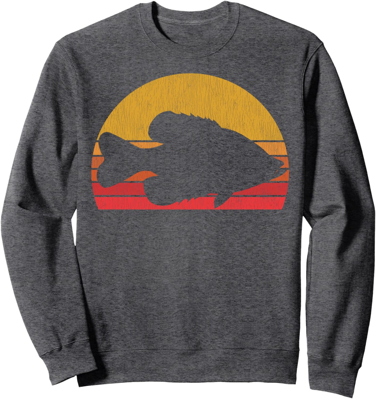 Crappie Fishing Retro Panfish Fisherman Sweatshirt - Adult Unisex Dark Heather Grey