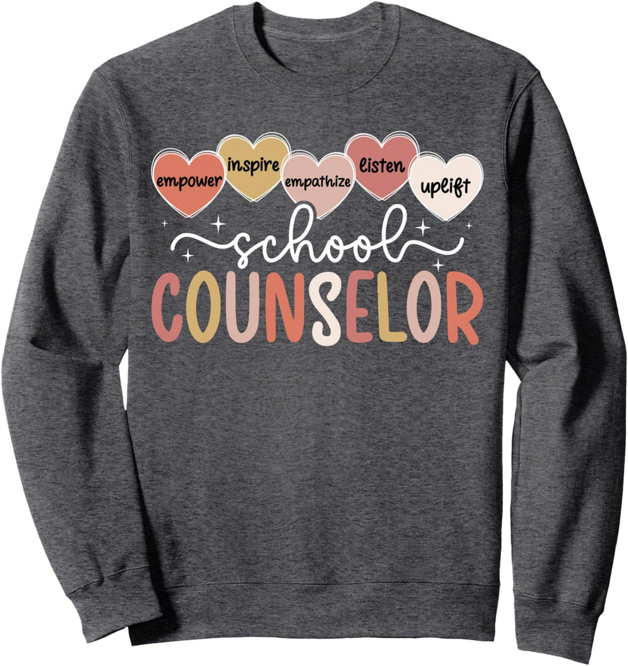 School Counselor Appreciation School Counseling Hearts Sweatshirt - Adult Unisex Dark Heather Grey