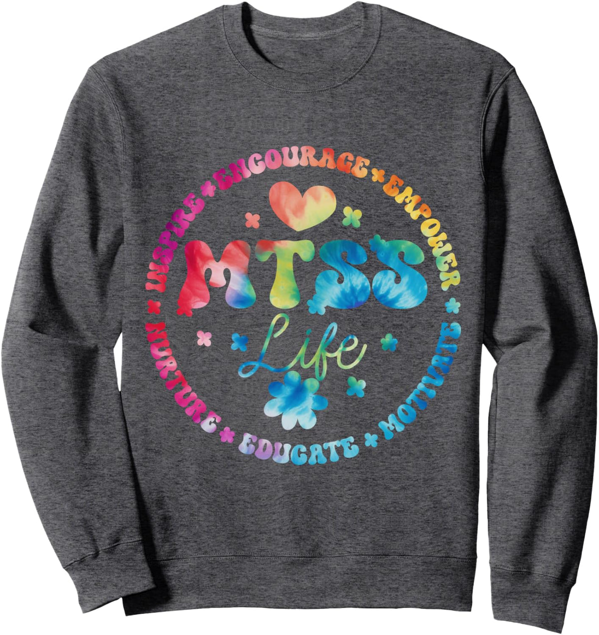 Groovy MTSS Life School Counselor School Psychologist Sweatshirt - Adult Unisex Dark Heather Grey