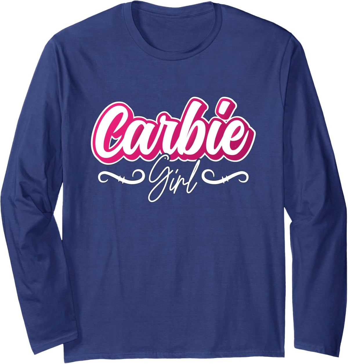 Carbie Girl Law Carb Nutrition High Fat Diet Low Carb Diet Long Sleeve T-Shirt - Adult Unisex Navy Blue