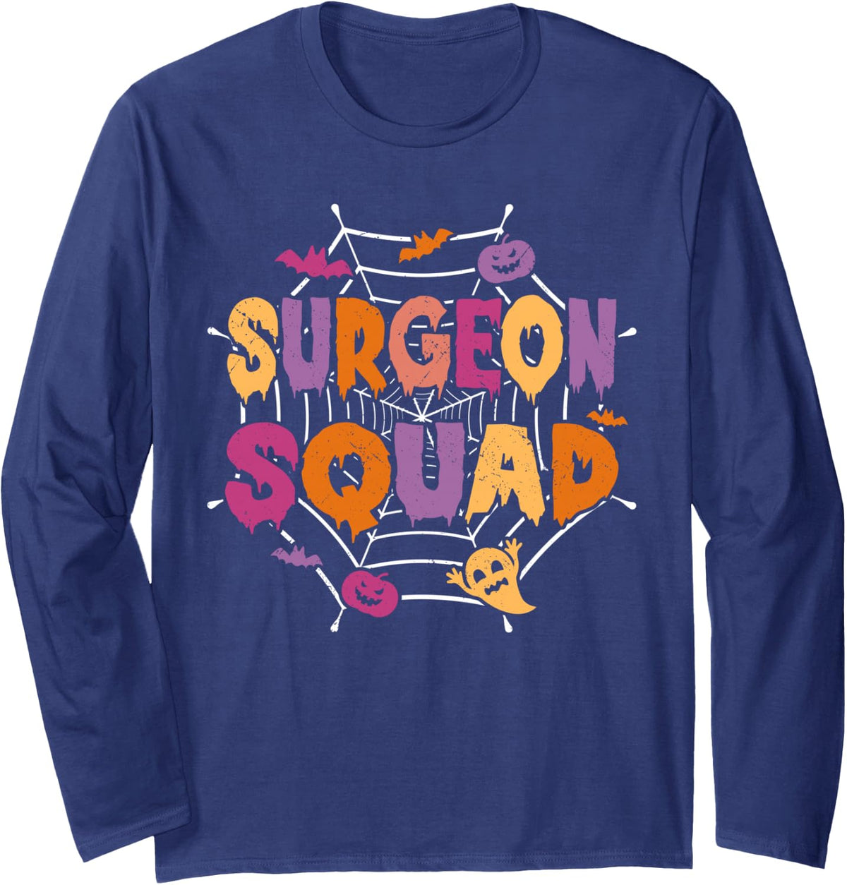 Halloween Surgeon Squad Matching Physician Long Sleeve T-Shirt - Adult Unisex Navy Blue