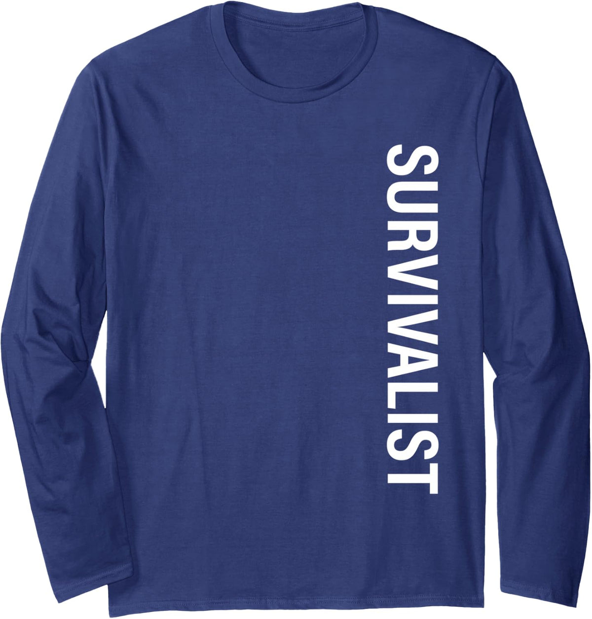 Survivalist Vertical Long Sleeve T-Shirt - Adult Unisex Navy Blue