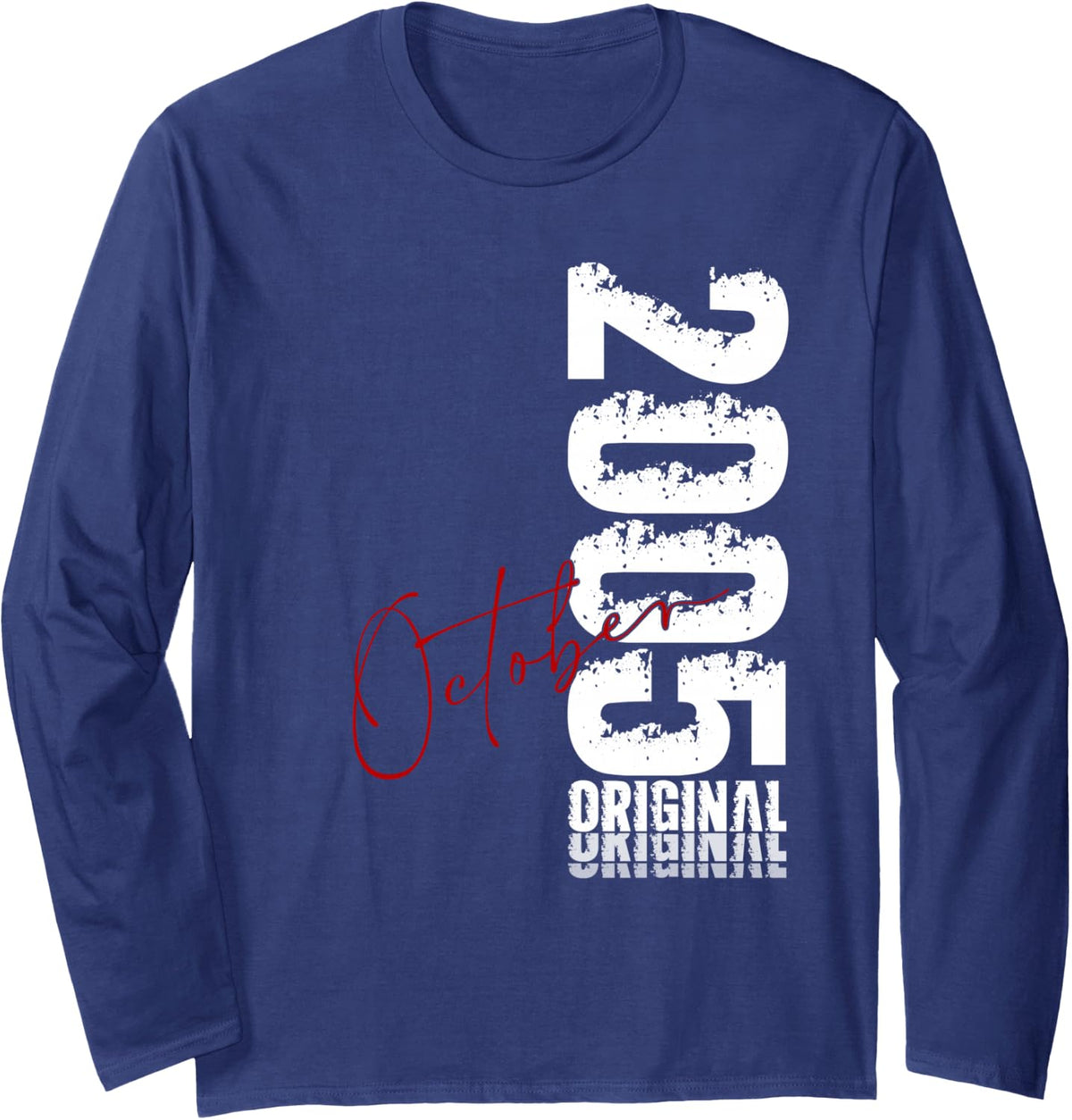 21st Birthday Gift Men Original October 2005 21 Years Long Sleeve T-Shirt - Adult Unisex Navy Blue
