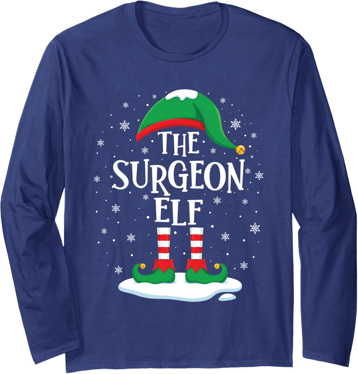 The Surgeon Elf Christmas Family Matching Xmas Group Funny Long Sleeve T-Shirt - Adult Unisex Navy Blue