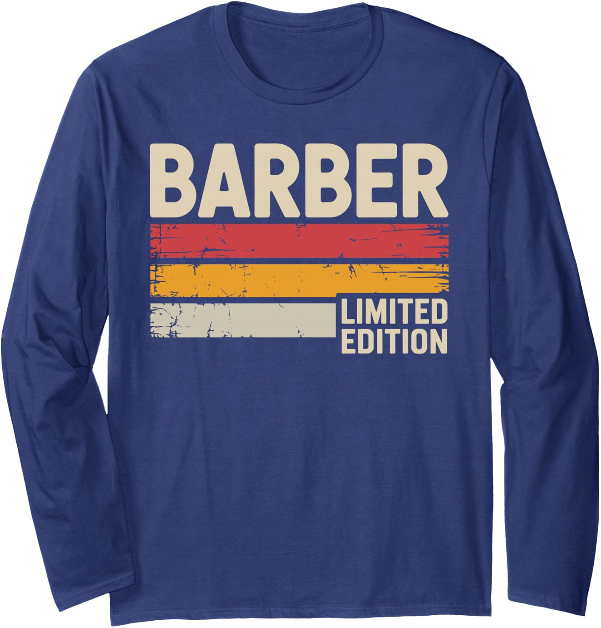 Barber Art for Men Women Hair Stylist Barber Shop Barber Long Sleeve T-Shirt - Adult Unisex Navy Blue