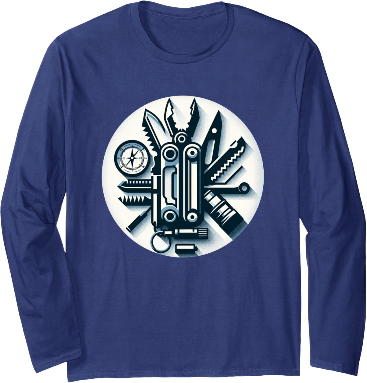 Prepper Survival Long Sleeve T-Shirt - Adult Unisex Navy Blue