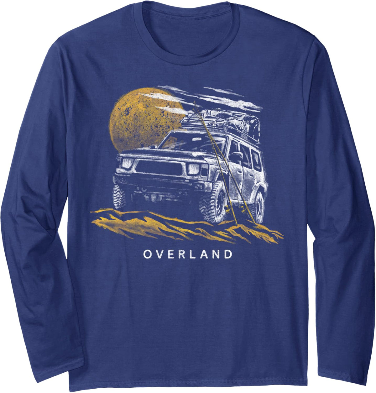 Trendy Overland Long Sleeve T-Shirt - Adult Unisex Navy Blue
