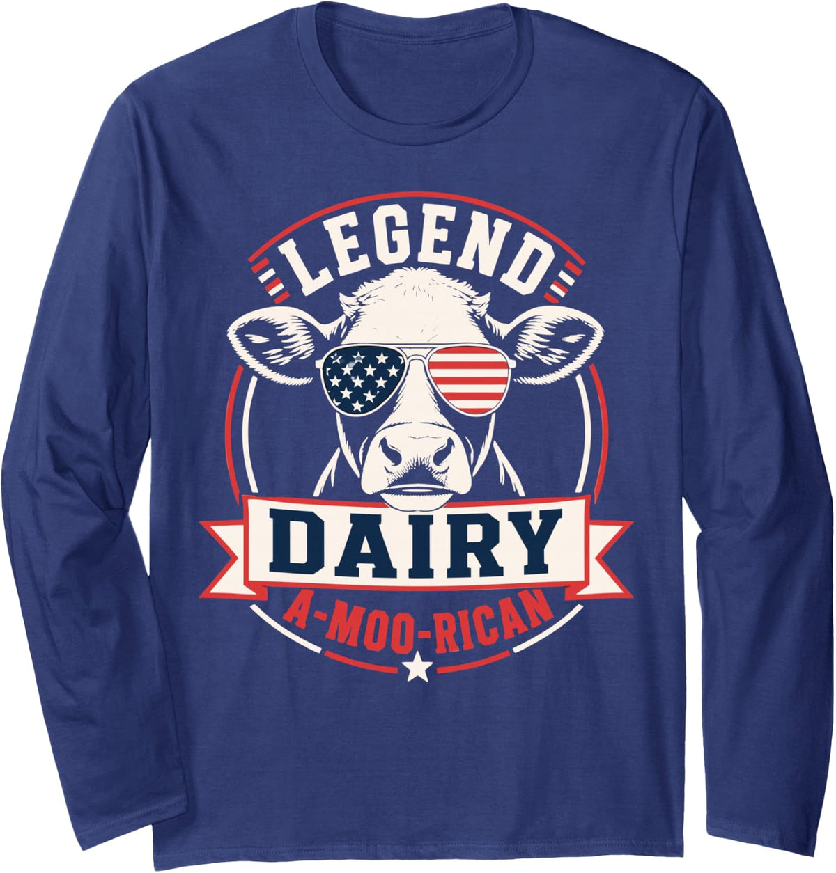 Dairy Farmer Cow USA Farming Agriculture Long Sleeve T-Shirt - Adult Unisex Navy Blue