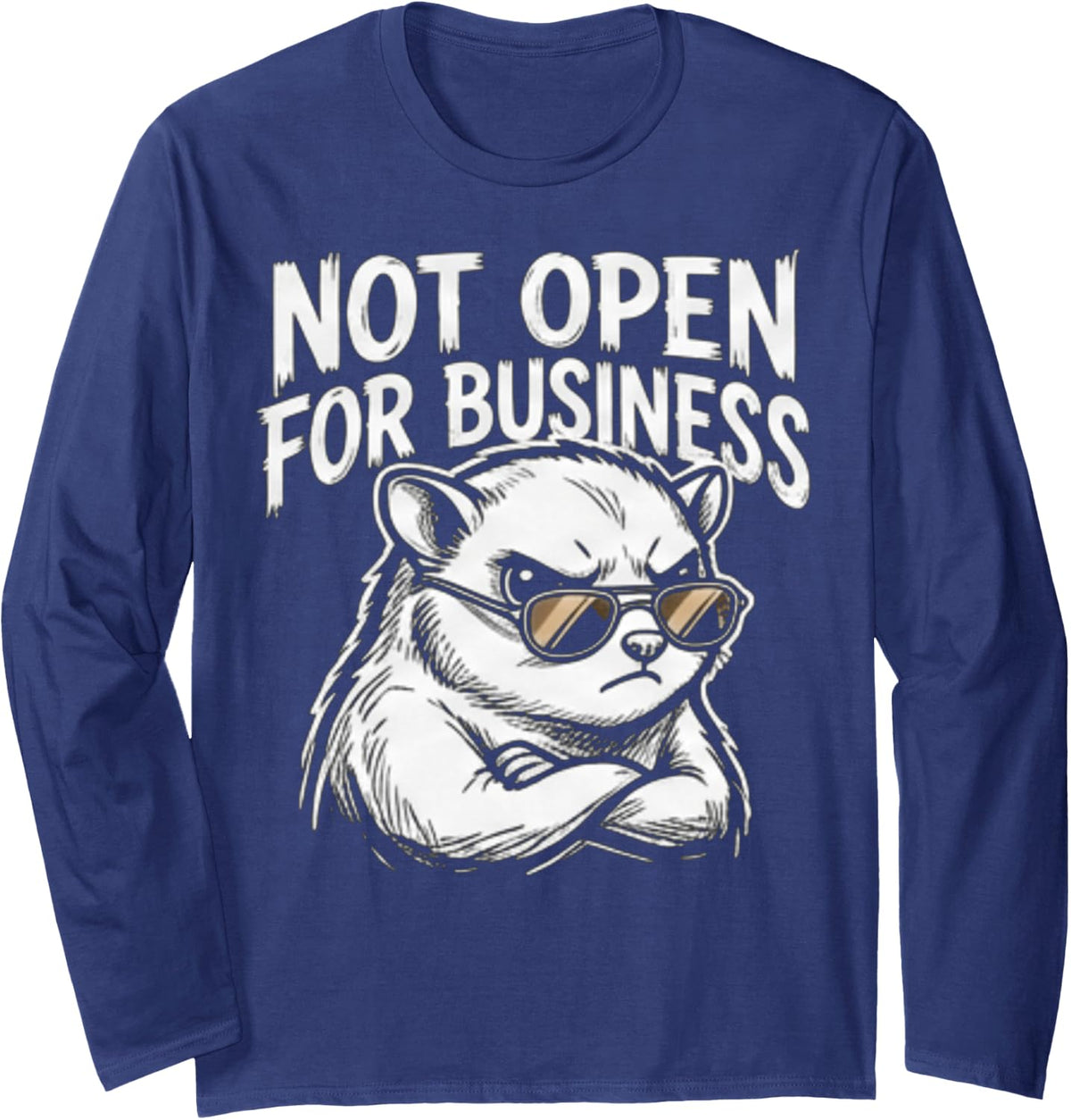 Funny SUNDA Colugo Honey Badger NOT Open for Business Long Sleeve T-Shirt - Adult Unisex Navy Blue