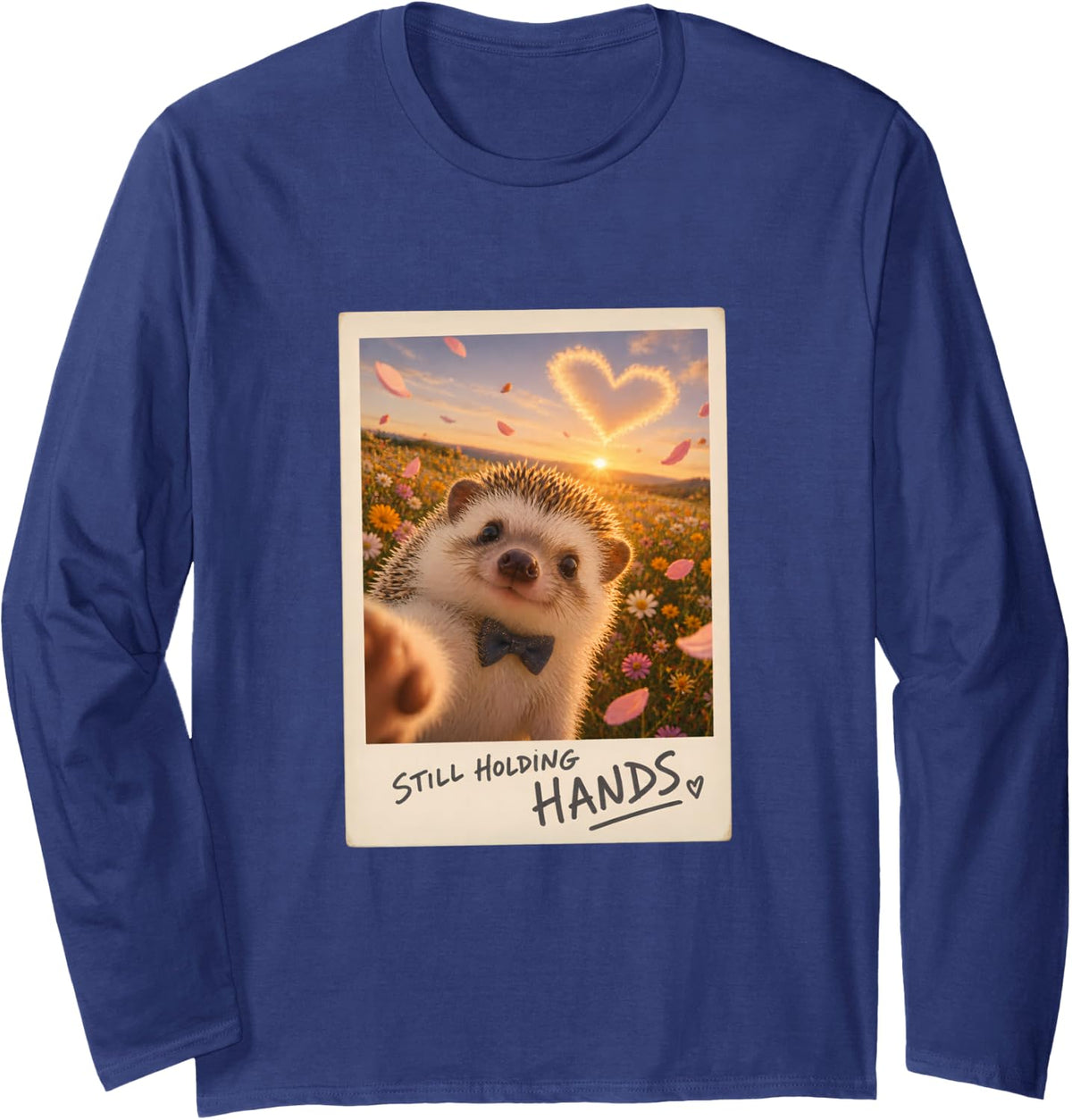 Still Holding Hands Hedgehog Anniversary Long Sleeve T-Shirt - Adult Unisex Navy Blue