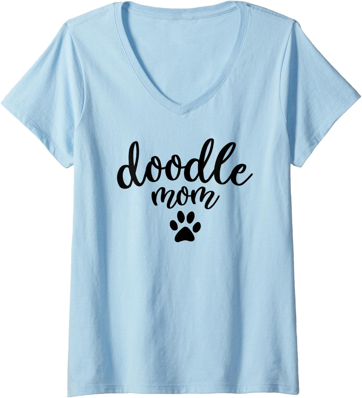Womens Doodle Mom Dog Paw Goldendoodle V-Neck T-Shirt - Baby Blue