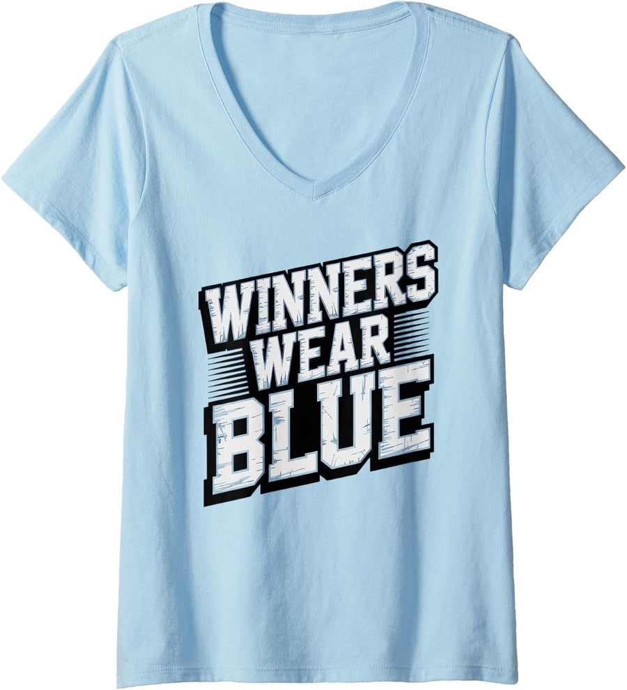 Women's Retro Winners WEAR Blue High School Tournament Spirit Field V-Neck T-Shirt - Baby Blue