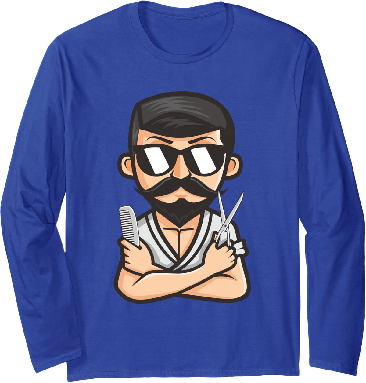 Hair-Dresser Barber-Shop Graphic Cool Hair Stylist Gifts Long Sleeve T-Shirt - Adult Unisex Royal Blue