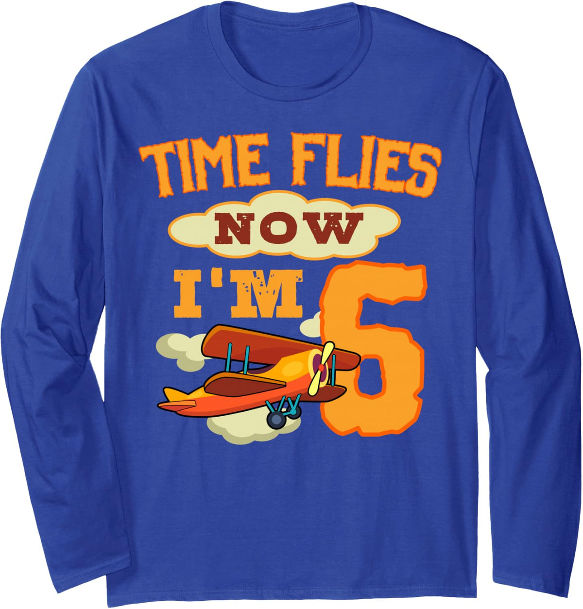 Pilot 5th Birthday Party Aviator Airplane Flight Mechanic Long Sleeve T-Shirt - Adult Unisex Royal Blue