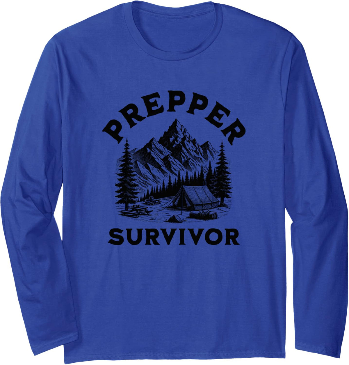 Preppers Survivalist Long Sleeve T-Shirt - Adult Unisex Royal Blue